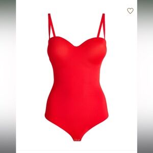 WOLFORD body contouring  Red Bodysuit with Adjustable Straps